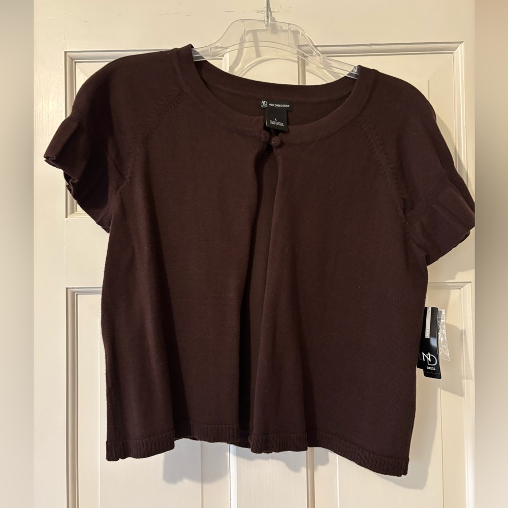 New Directions Chocolate Brown Short Sleeve Top Size large. NWT